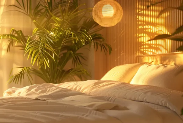 a serene bedroom setting bathed in soft, golden light, featuring a restful figure peacefully sleeping, symbolizing the harmonious influence of dental partnerships on enhanced sleep health.